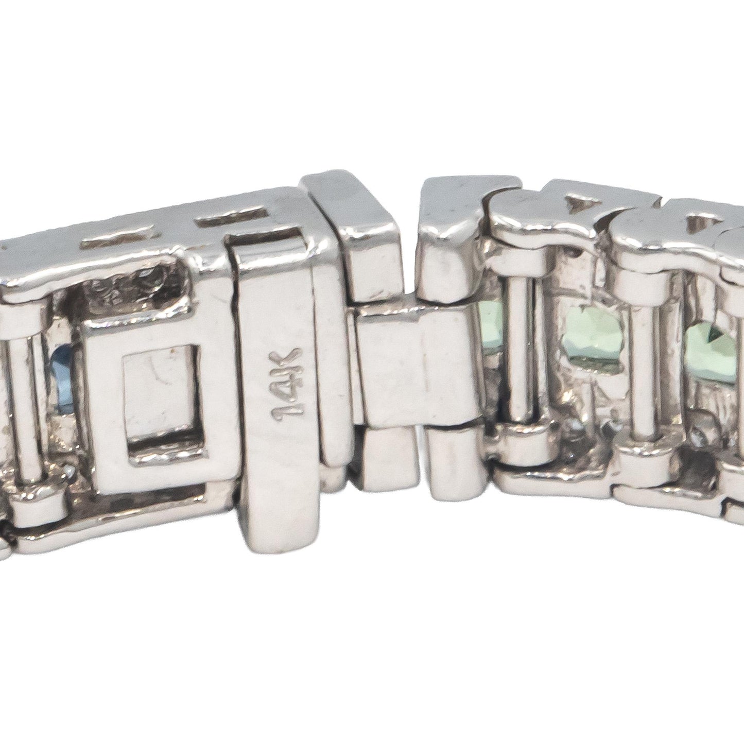 14k White Gold Diamond and Rainbow Sapphire Wide Tennis Bracelet 8.50CT