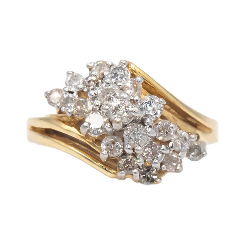 14k Yellow Gold 0.50CT Diamond Cluster Cocktail Ring Size 5.75