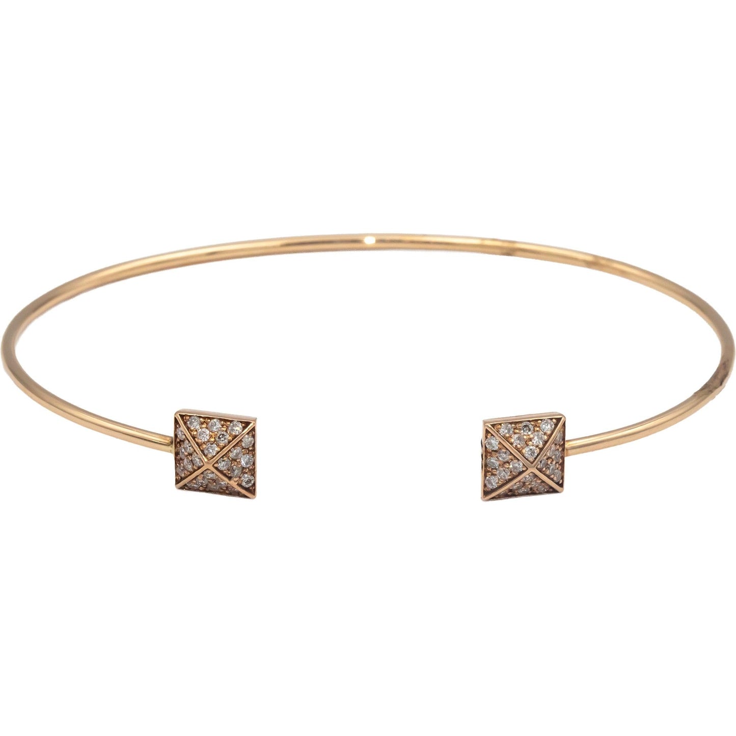 14k Rose Gold 0.40CT Diamond Pyramid Ends Cuff Bracelet