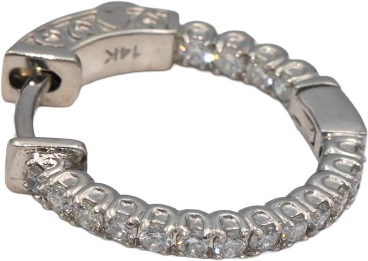 14k White Gold 0.70CT Diamond Inside Out Hoop Earrings
