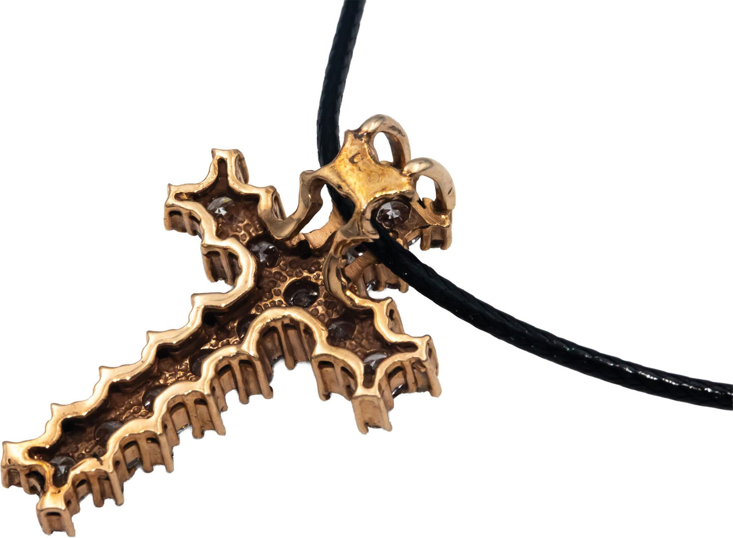 14k Rose Gold Round Diamond Cross Crucifix Pendant Necklace 4.74CT