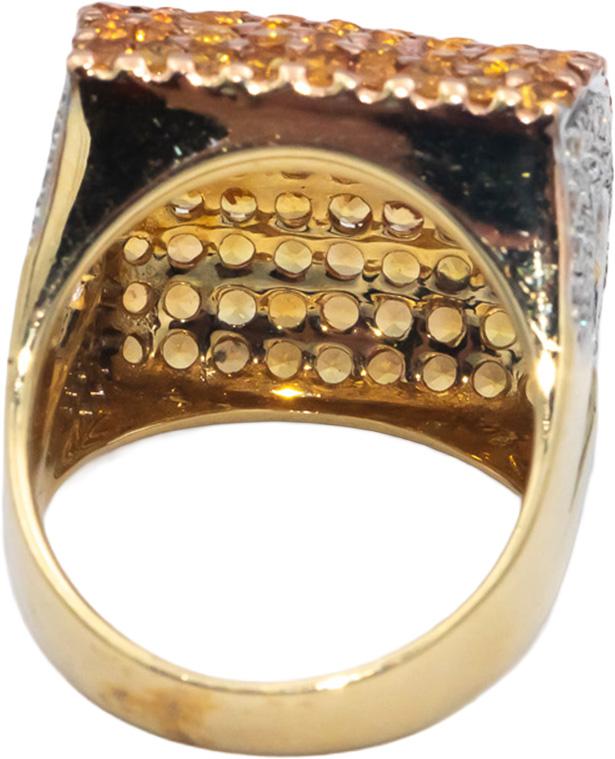 14k Yellow Gold 3.50CT Diamond and Yellow Sapphire Cluster Dome Ring Size 6.25