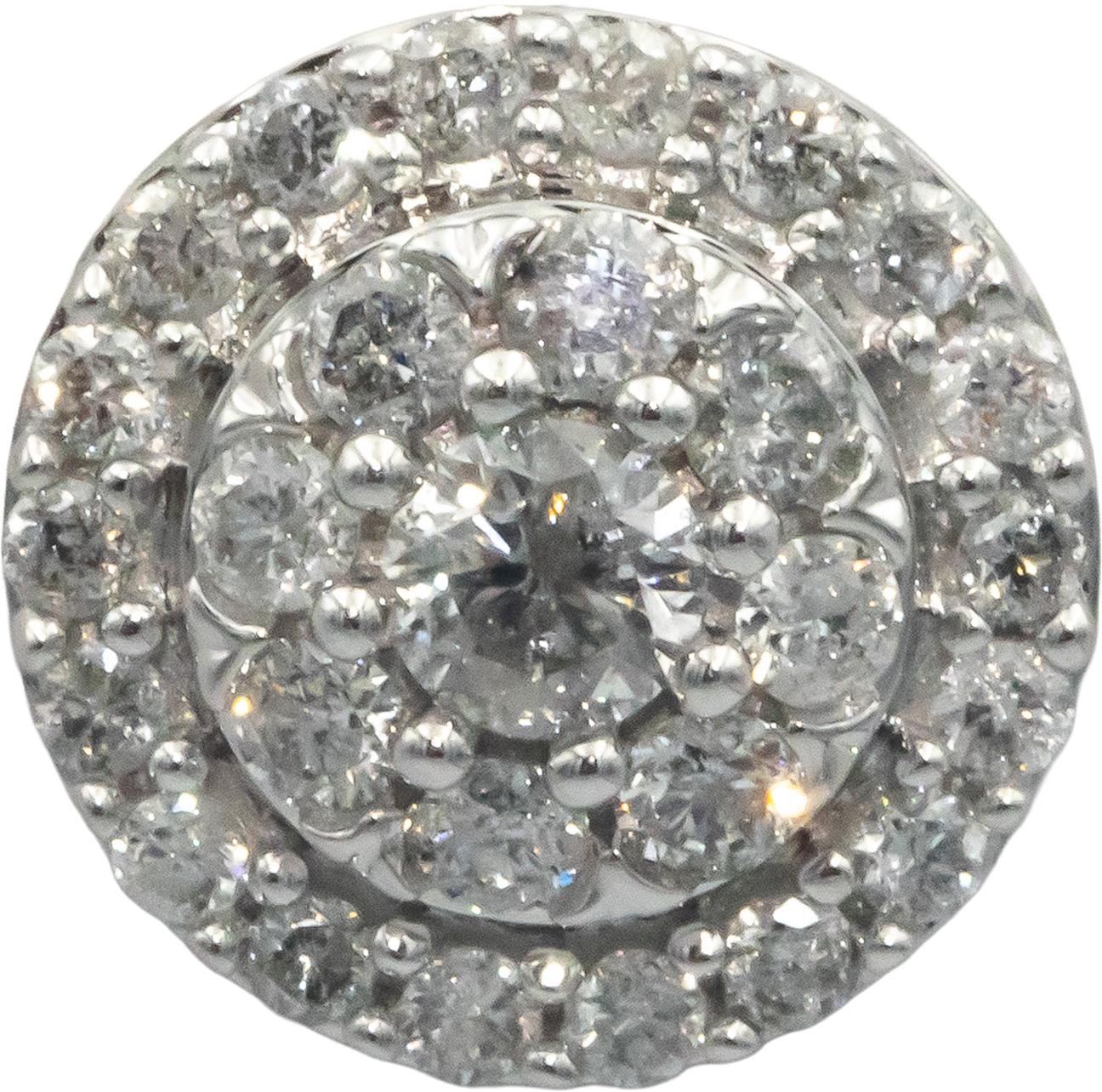 10k White Gold 1.0CT Diamond Round Cluster Stud Earrings