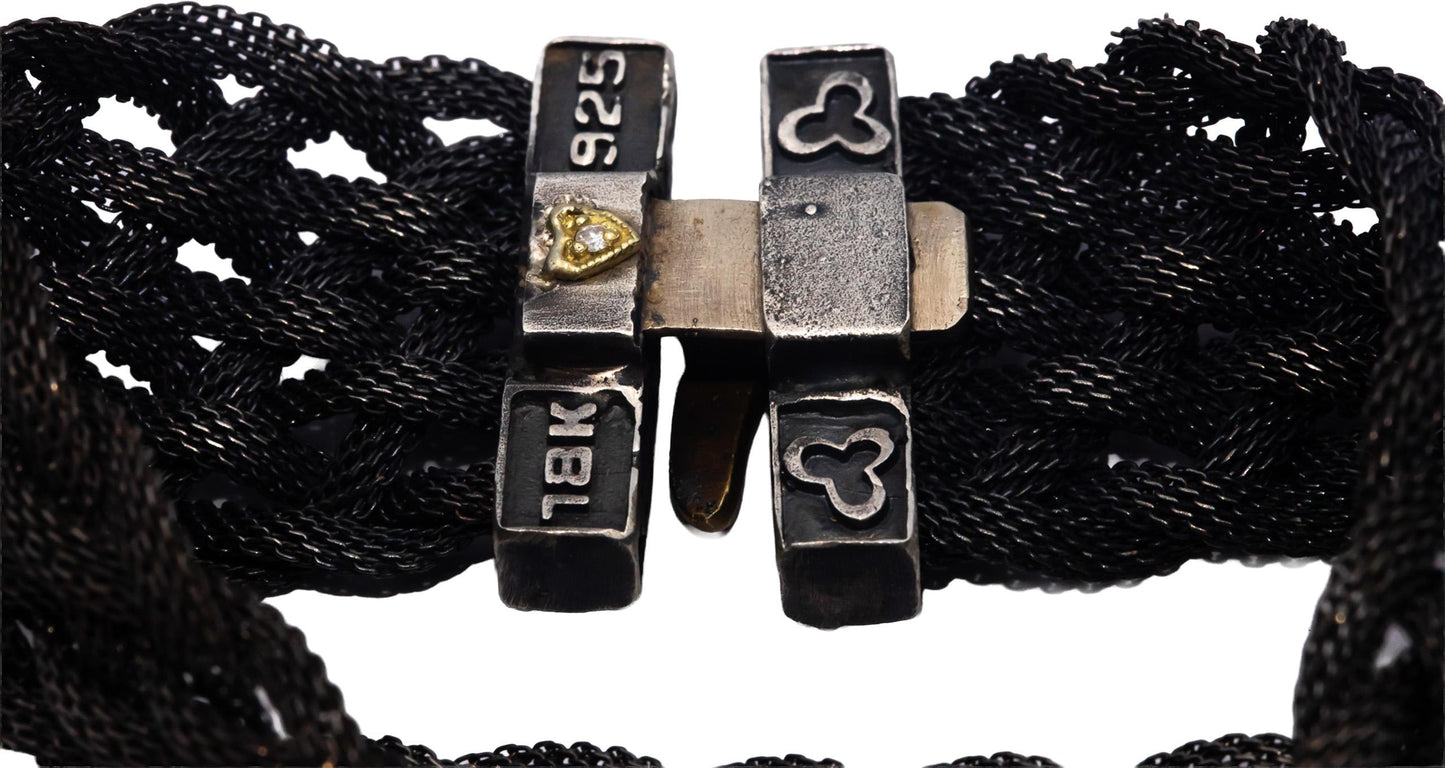 STAMBOLIAN 18k Gold Sterling Silver Wide Mesh Bracelet