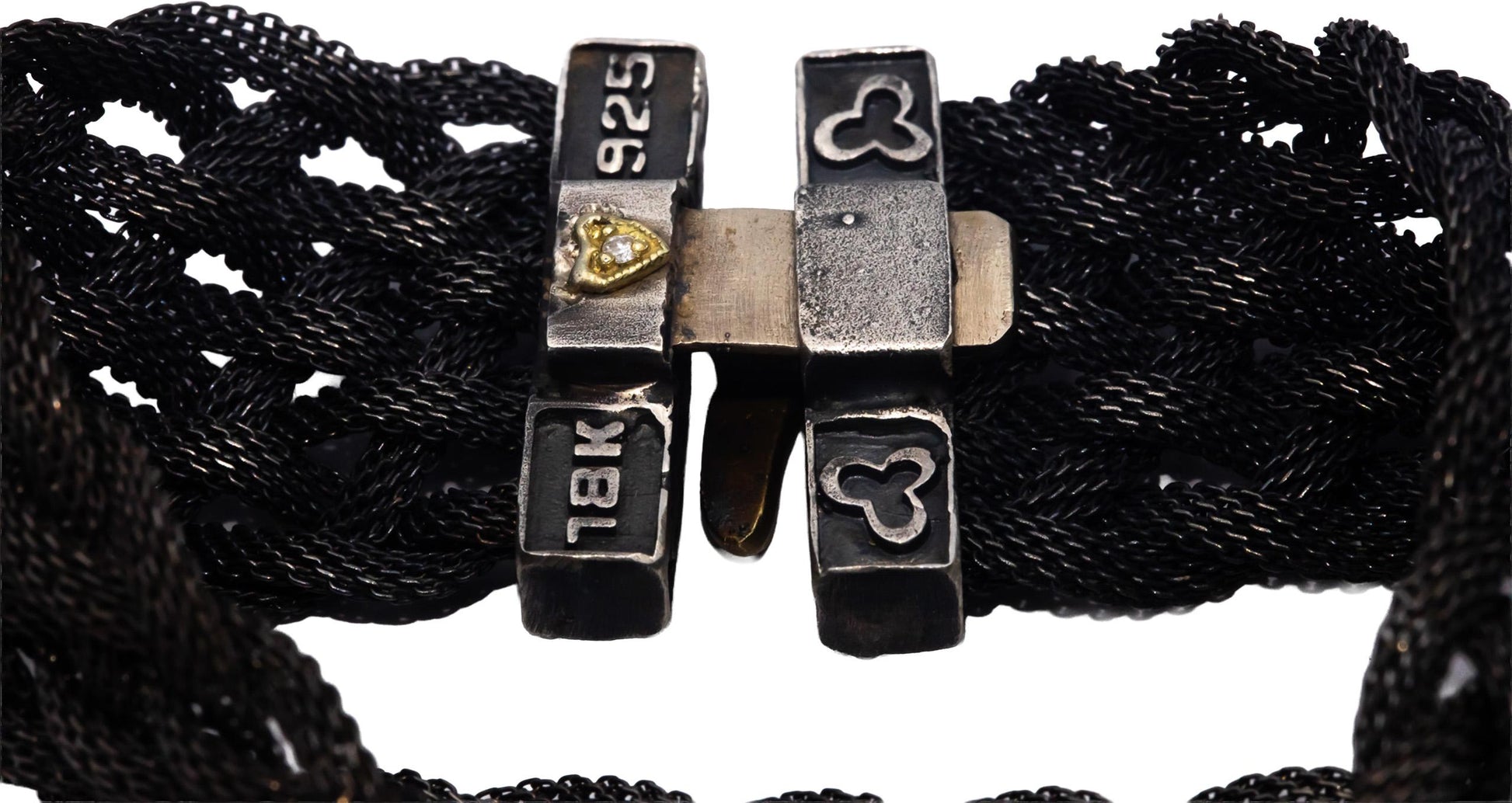 STAMBOLIAN 18k Gold Sterling Silver Wide Mesh Bracelet