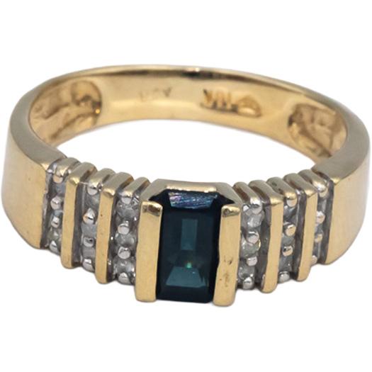 10k Yellow Gold 0.68CT Diamond and Topaz Band Ring Size 6.5