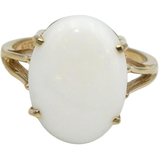 10k Yellow Gold 4.0CT Cabochon Cut Opal Solitaire Ring Size 7