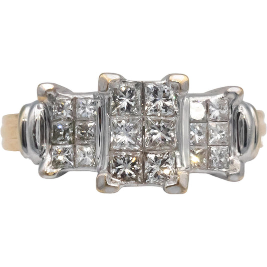 14k Yellow and White Gold 1.0CT Princess Cut Diamond Engagement Ring Size 6.5