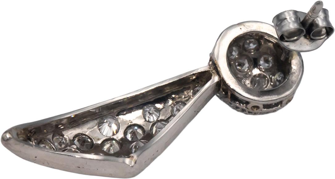 Platinum Round Diamond Cluster Drop Stud Earrings 1.0CT