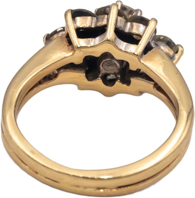 14k Yellow Gold 1.0CT Round Cut Diamond Ring w/ 0.30CT Center Size 3.25