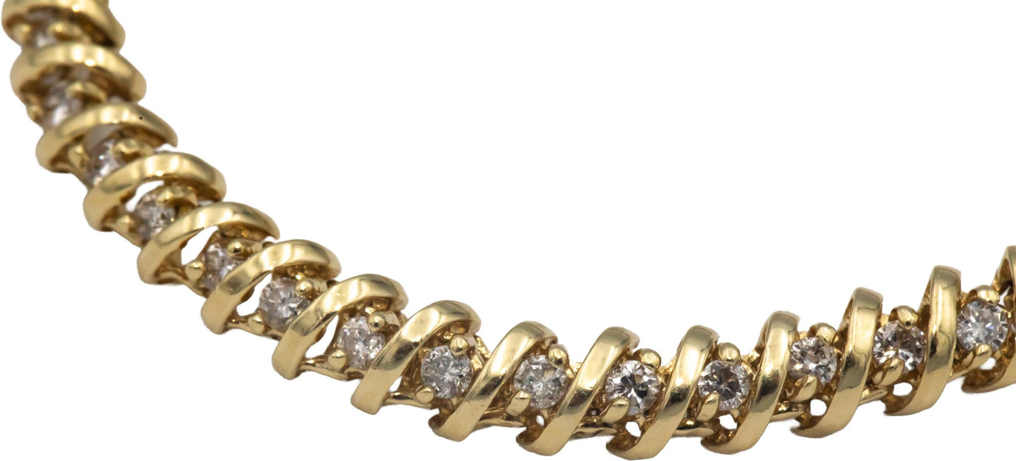 14k Yellow Gold Jewelry 2.0CT Round Cut Diamond S Link Tennis Bracelet