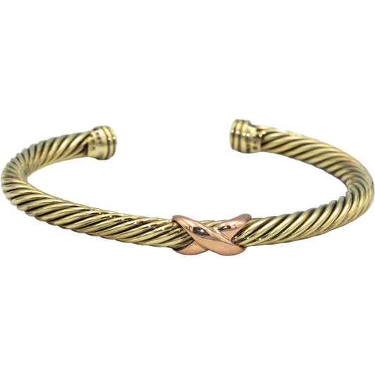 DAVID YURMAN Designer 14k Yellow Gold Jewelry Cable Cuff Bracelet