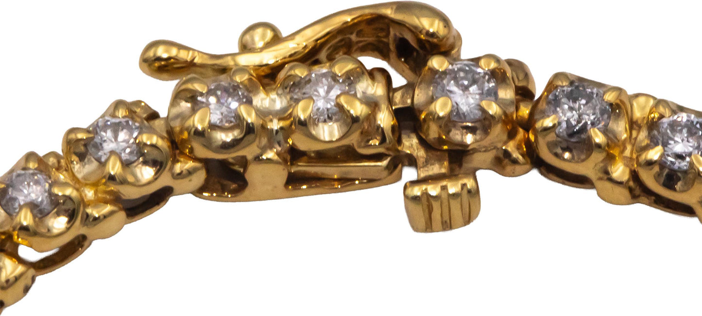 10k Yellow Gold Jewelry 1.50CT Round Cut Diamond Tennis Bracelet