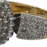 10k White and Yellow Gold Round Diamond Cluster Cocktail Ring 1.0CT Size 7