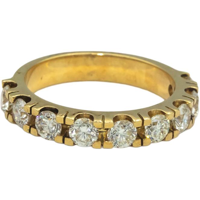 18k Yellow Gold 1.66CT VS Round Cut Diamond 9-Stone Band Ring Size 7.5