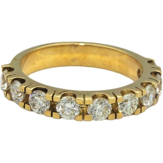 18k Yellow Gold 1.66CT VS Round Cut Diamond 9-Stone Band Ring Size 7.5