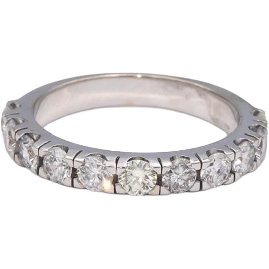 18k White Gold 1.29CT Round Cut Diamond Semi-Eternity Band Ring Size 6.75