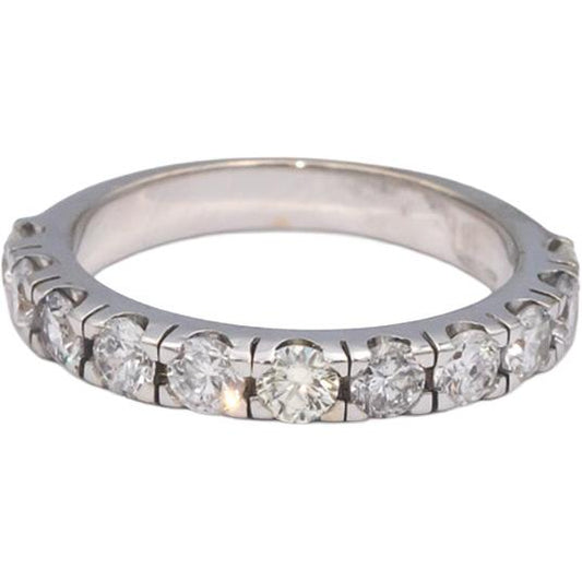 18k White Gold 1.29CT Round Cut Diamond Semi-Eternity Band Ring Size 6.75