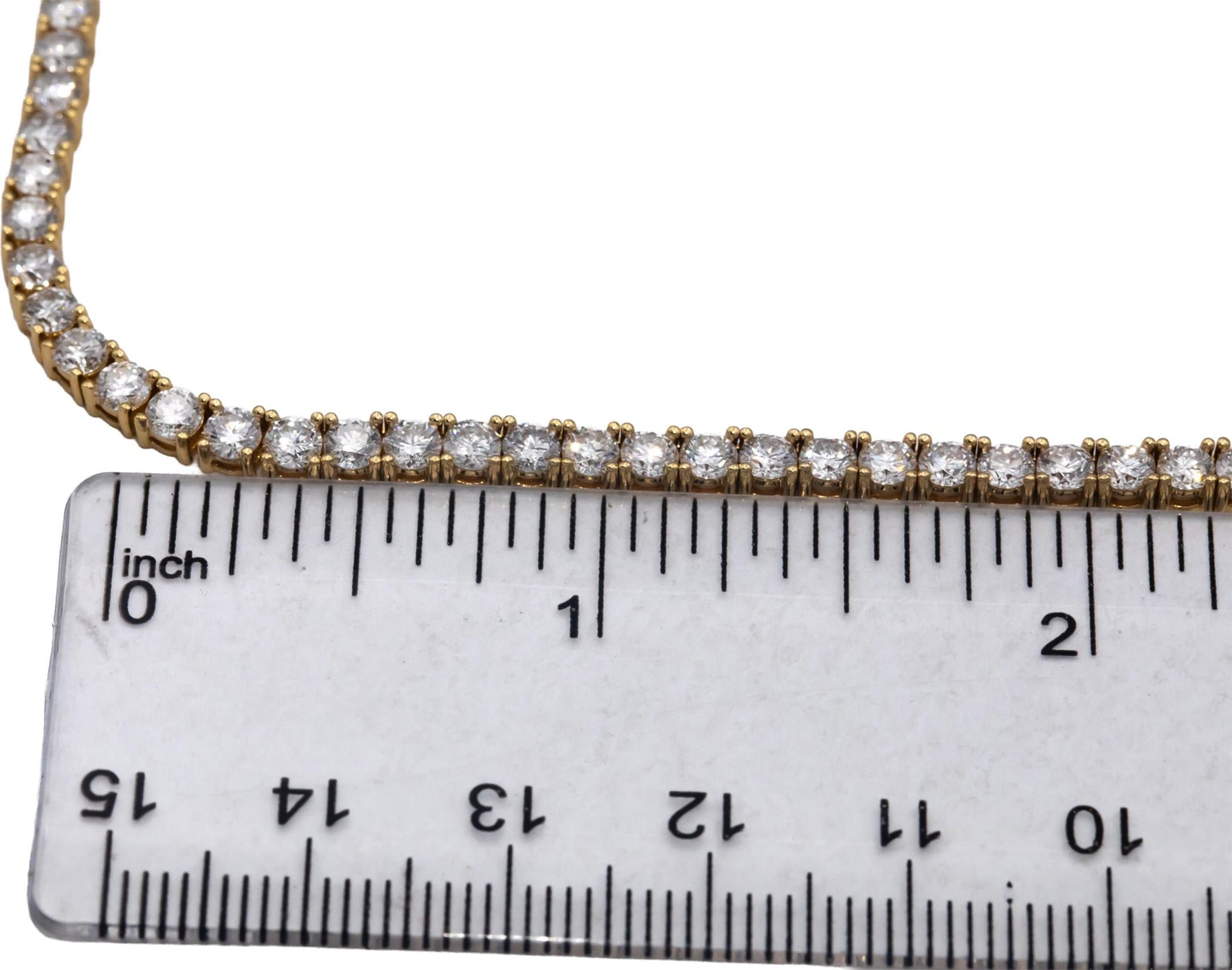 14k Yellow Gold Round Cut Diamond Tennis Necklace 16.5" Long 14.03CT
