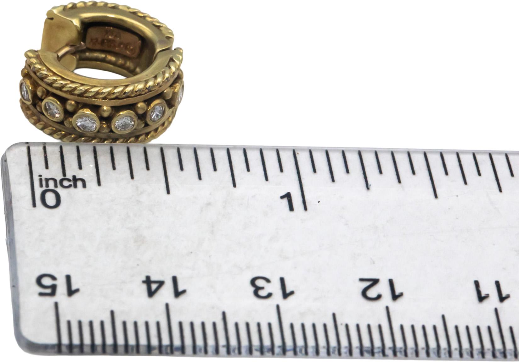 14k Yellow Gold 0.35CT Round Cut Diamond Huggie Hoop Earrings