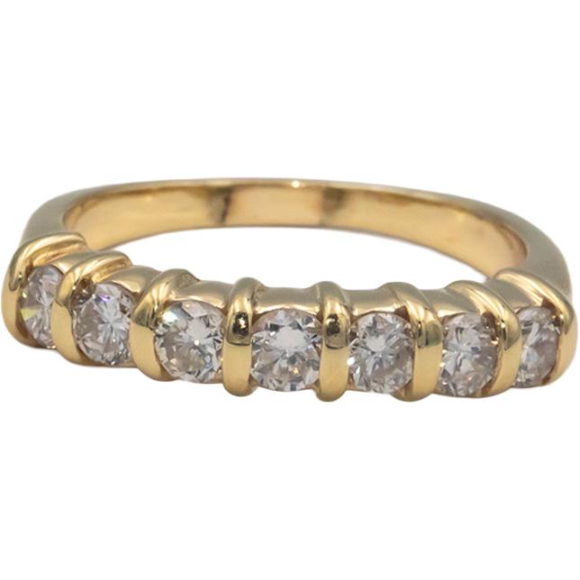 14k Yellow Gold 1.0CT Round Cut Diamond Band Ring Size 8.25