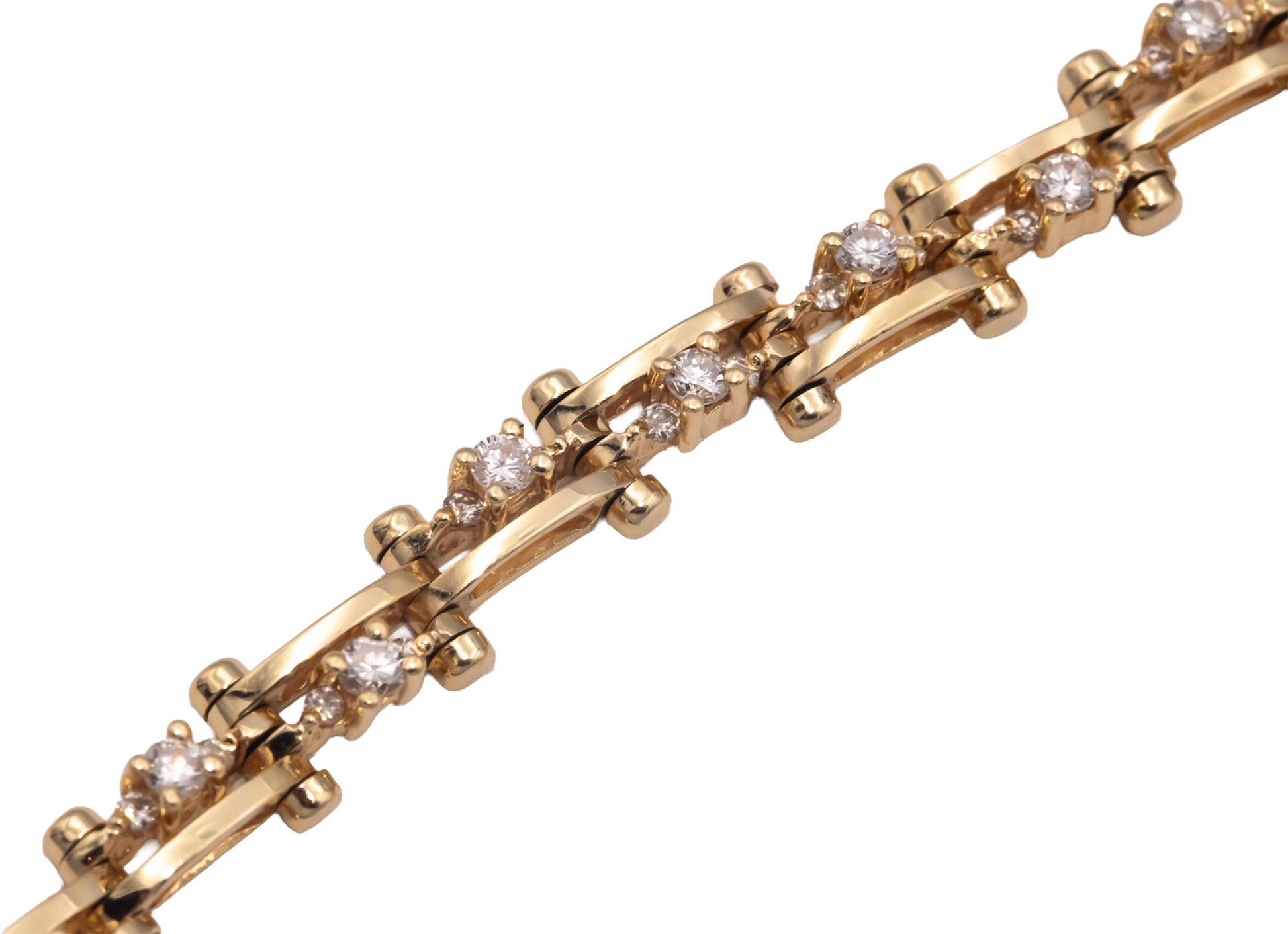 14k Yellow Gold VS Round Diamond Fancy Formal Link Bracelet 1.50CT