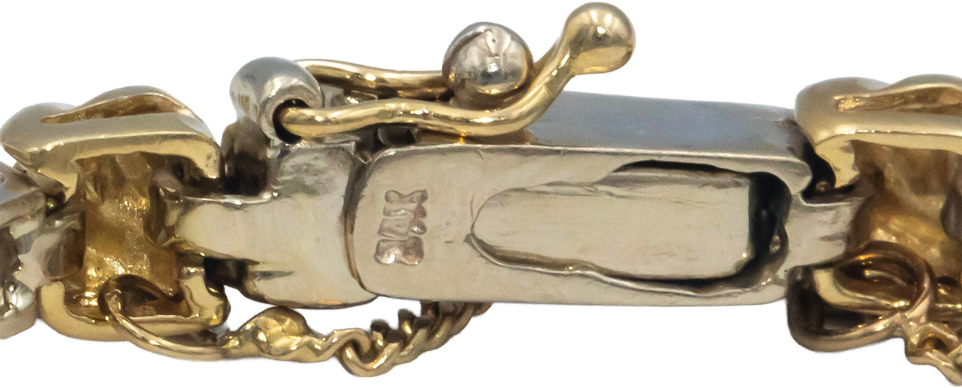 14k White and Yellow Gold Round Diamond Fancy Link Tennis Bracelet 1.0CT