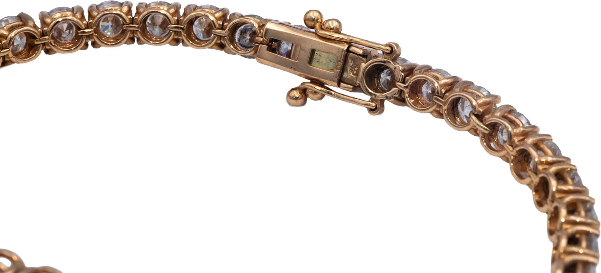 Diamond 18k Rose Gold Round Cut Tennis Bracelet 13.49CT