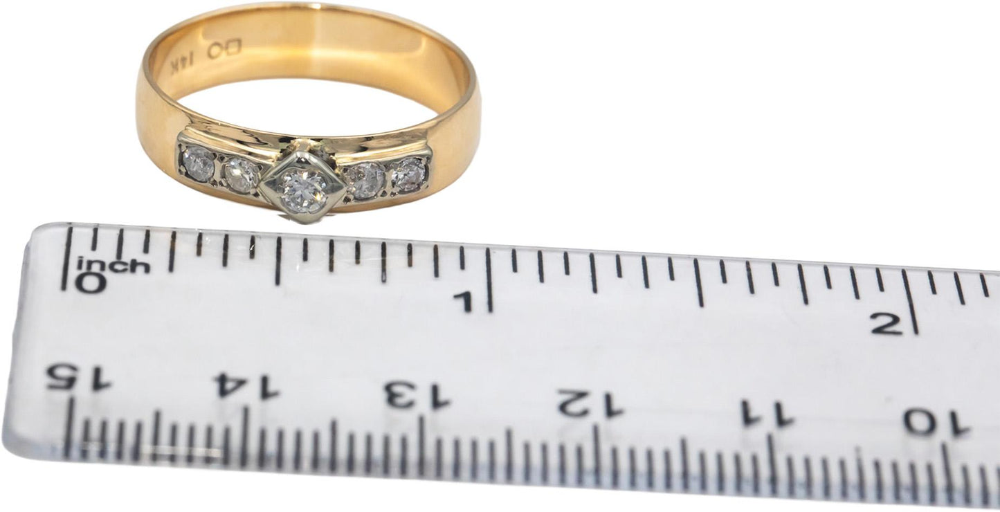 14k Yellow Gold Jewelry 0.33CT Round Cut Diamond Men's Ring Size 10.25