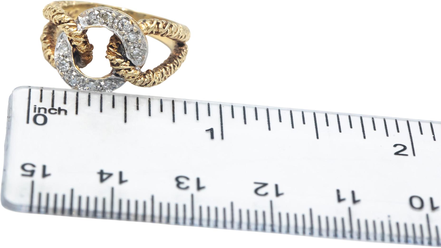 10k Yellow Gold 0.15CT VS Round Cut Diamond Chain Link Design Ring Size 5