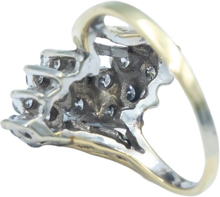 14k Yellow Gold VS Round Cut Diamond Cluster Cocktail Ring 0.75CT Size 8