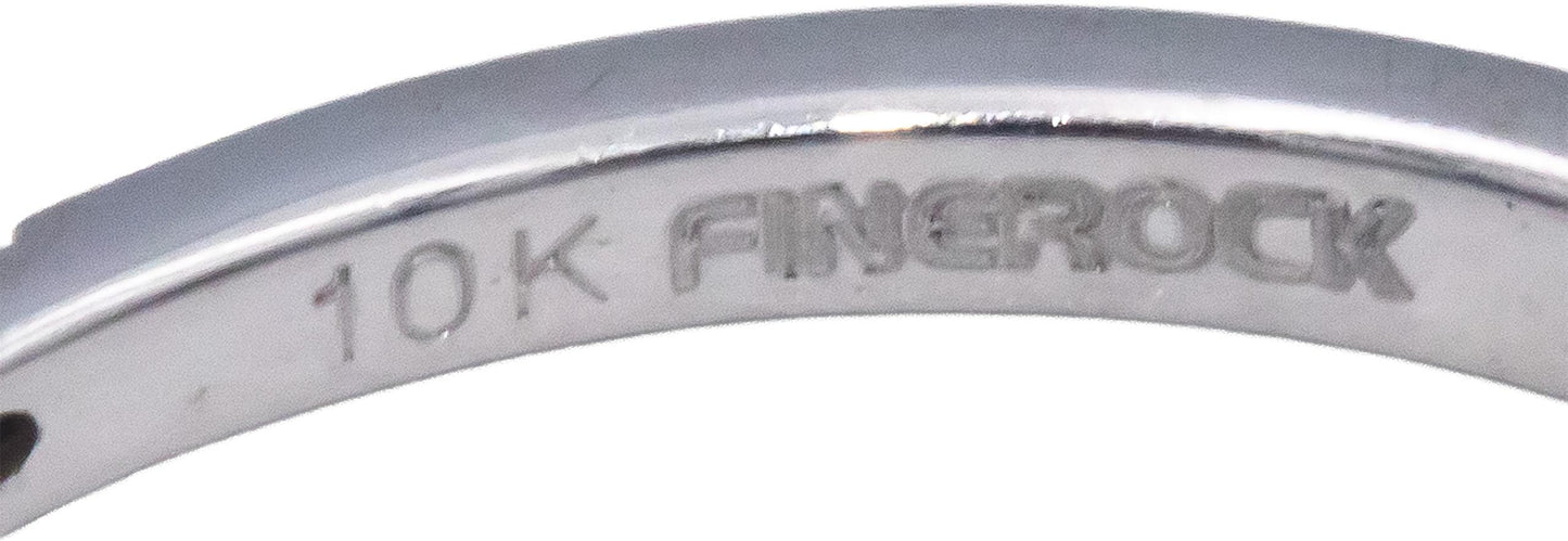 10k White Gold 0.10CT Round Cut Diamond Wedding Band Stacking Ring Size 5