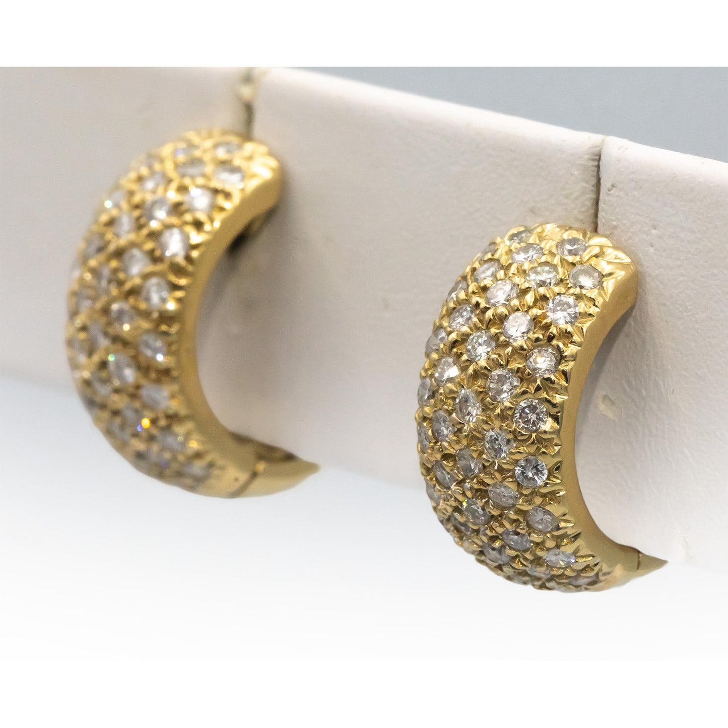 14k Yellow Gold VS Round Diamond Hoop Huggie Earrings 1.30CT