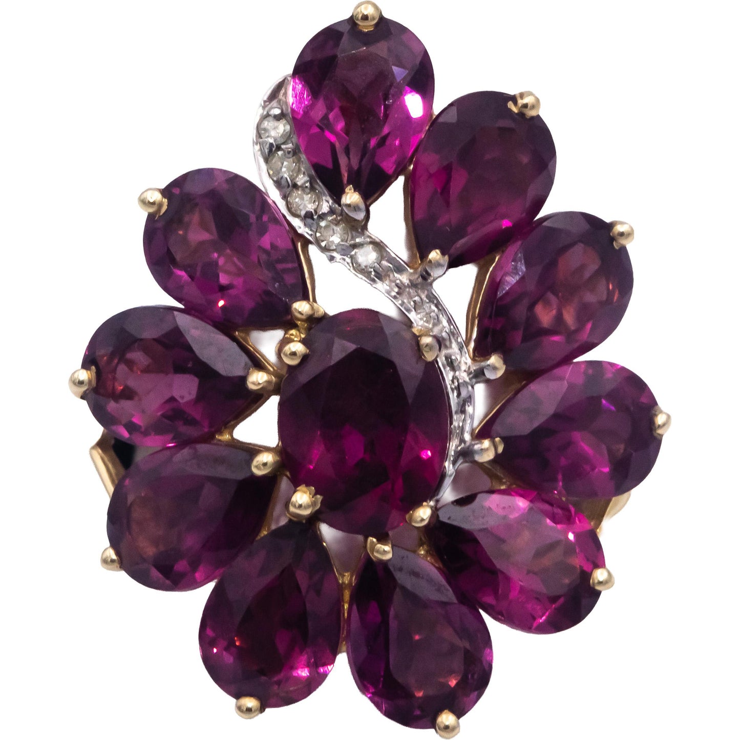 10k Yellow Gold 9.03CT Synthetic Pink Gemstone Ring w/ Diamond Accents Size 7