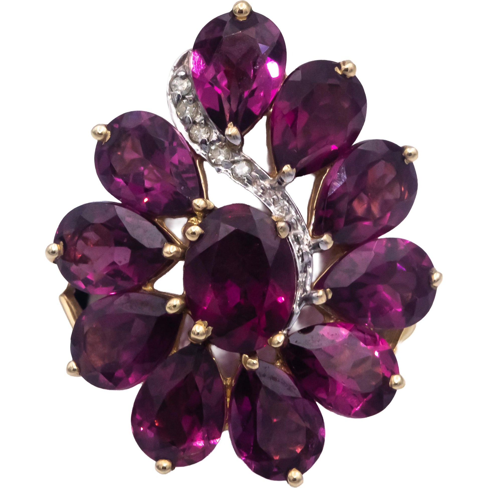 10k Yellow Gold 9.03CT Synthetic Pink Gemstone Ring w/ Diamond Accents Size 7