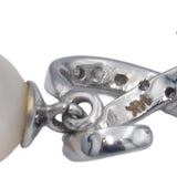 14k White Gold Diamond and Pearl Drop Dangle Earrings 0.15CT