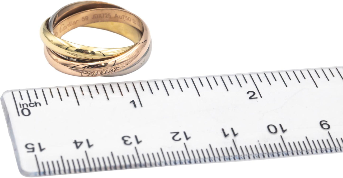 CARTIER 18k White Rose Yellow Gold Trinity Rolling Band Ring Size 6.5 Euro 59