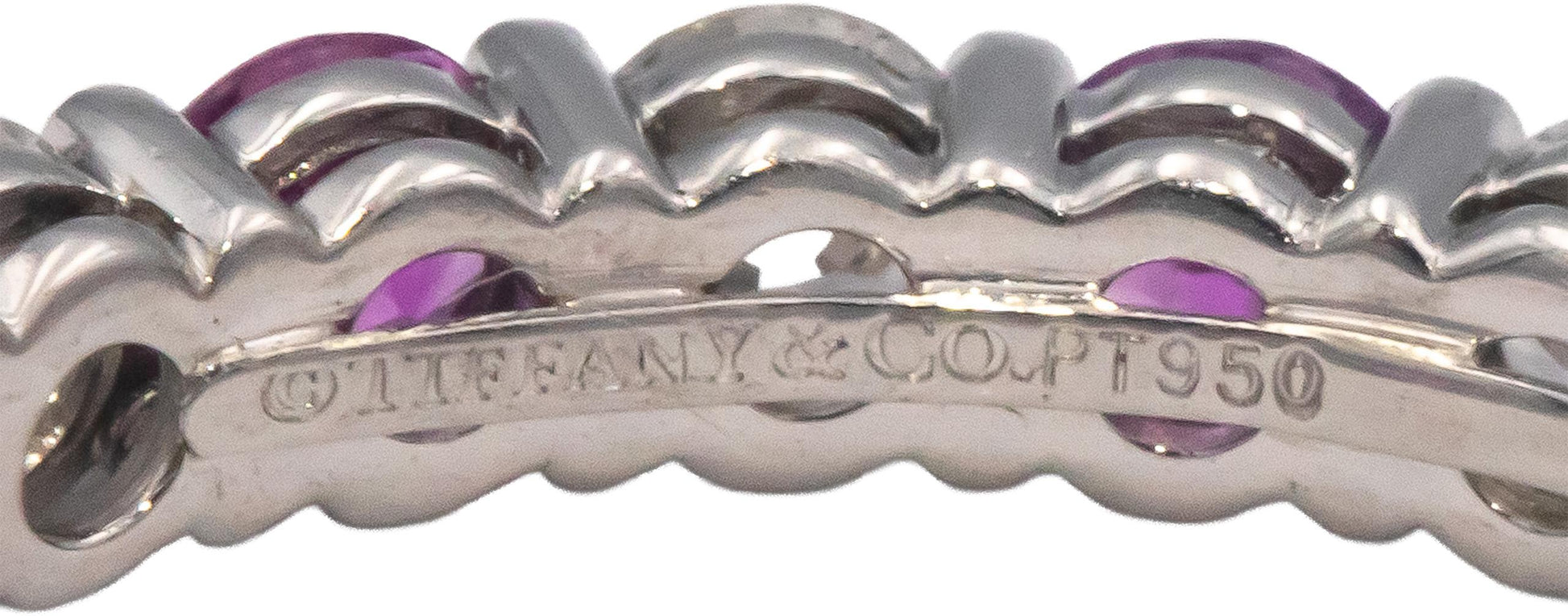 TIFFANY & CO. Platinum VS Diamond Pink Sapphire Eternity Ring 1.88CT Size 7