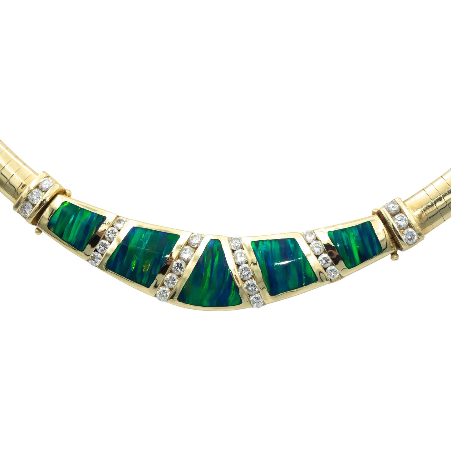 14k Yellow Gold Jewelry Round Diamond & Painted Enamel Collar Necklace 0.85CT