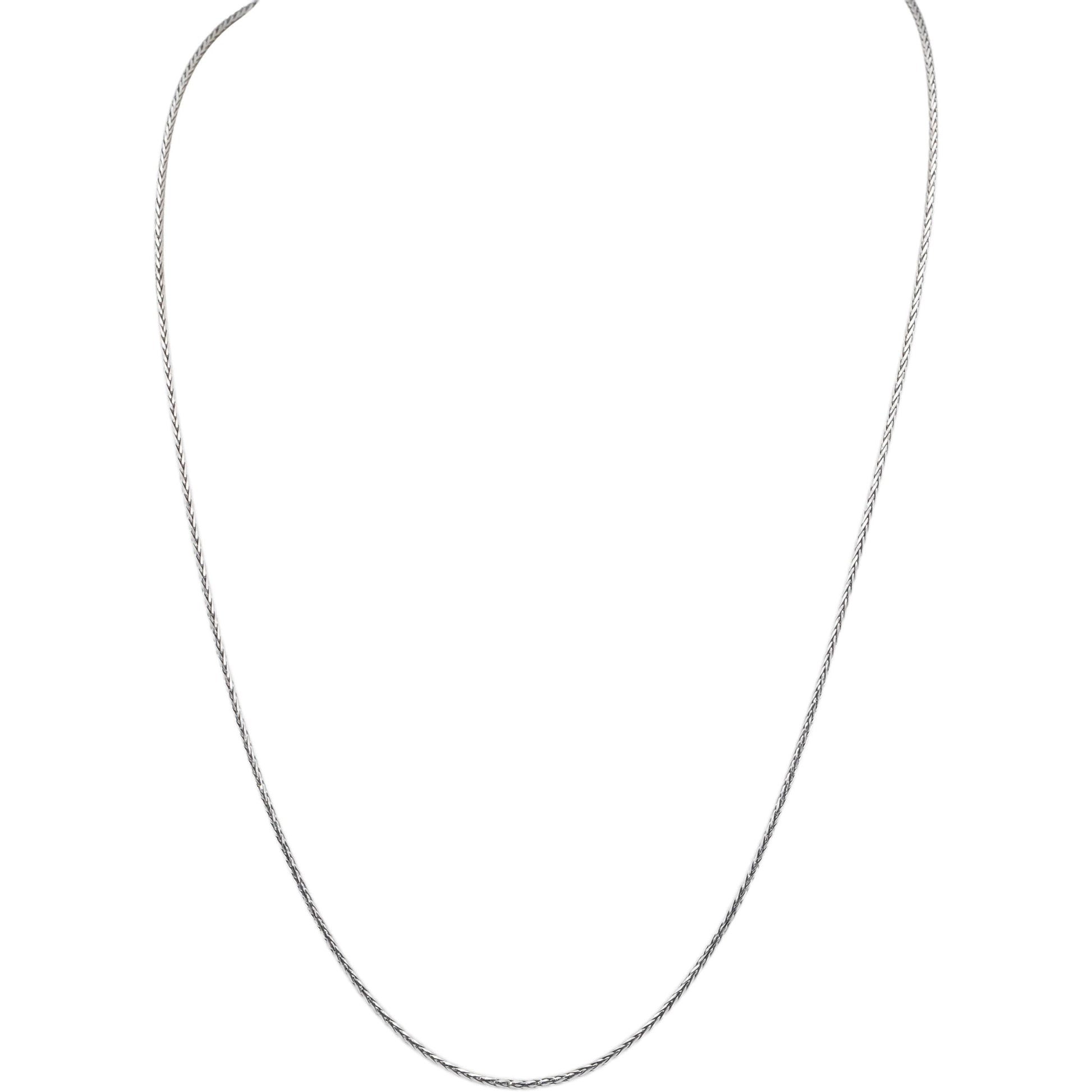 14k White Gold Wheat Link Necklace 22" Long w/ Adjustable Clasp