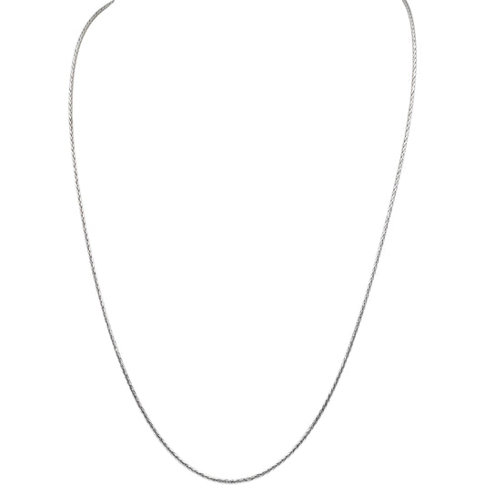 14k White Gold Wheat Link Necklace 22" Long w/ Adjustable Clasp