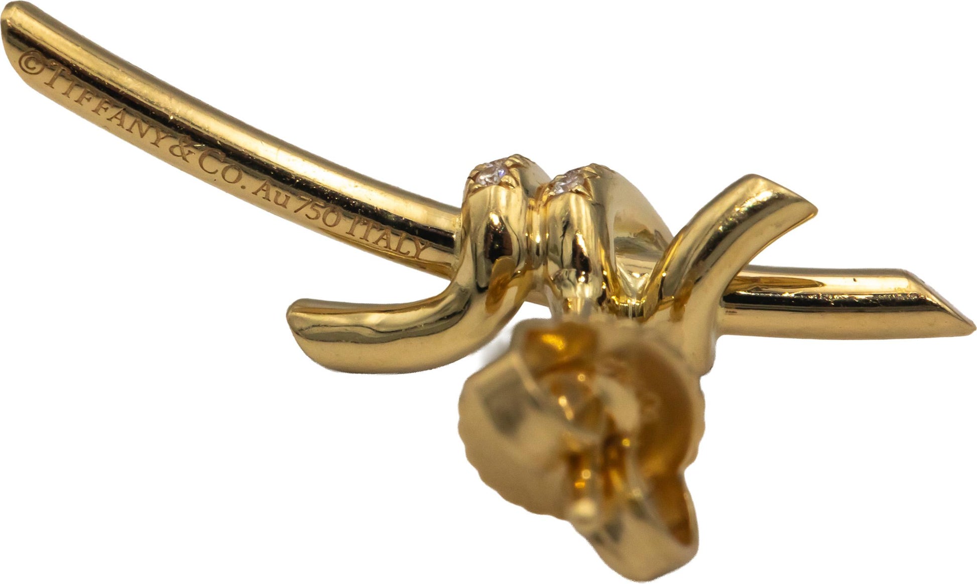 TIFFANY & CO. 18k Gold 0.09CT VS Diamond Tiffany Knot Earrings $4000 Retail