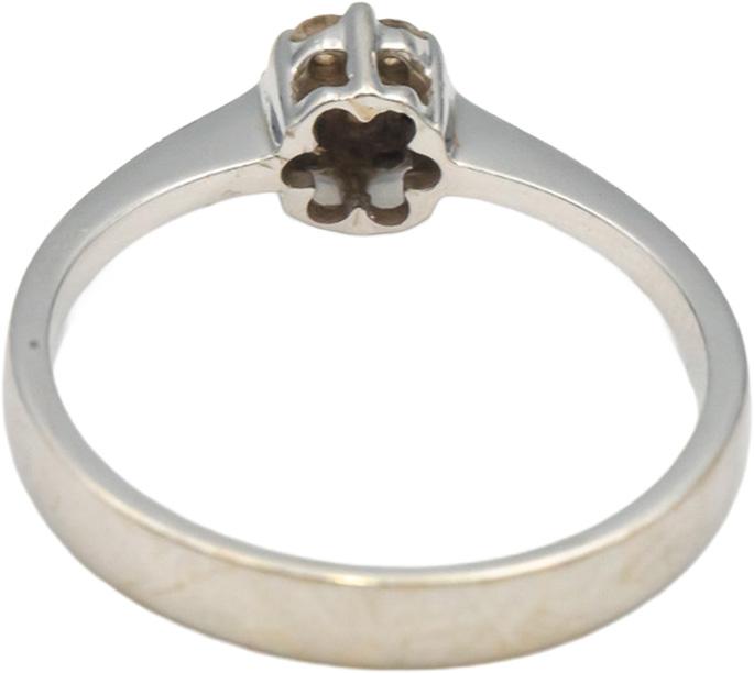 18k White Gold 0.15CT Round Cut Diamond Cluster Flower Ring Size 6.75