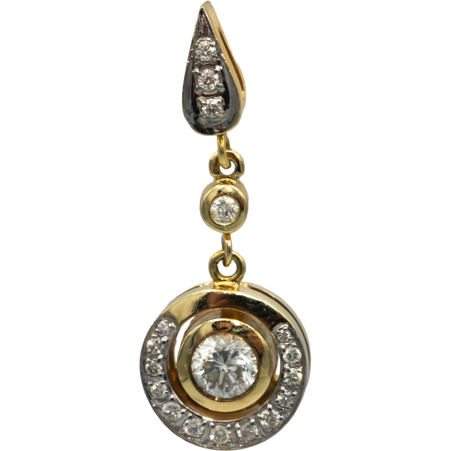 14k Yellow Gold Diamond Round Cut Drop Dangle Earrings 1.50CT w/ 1.0CT Centers