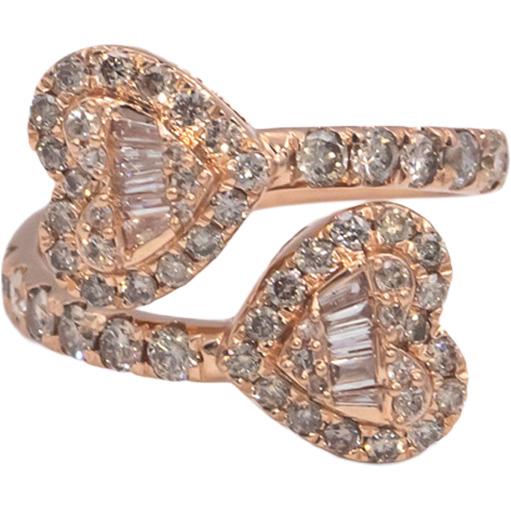 10k Rose Gold Jewelry Diamond Crossover Heart Ring 1.50CT Size 6.5
