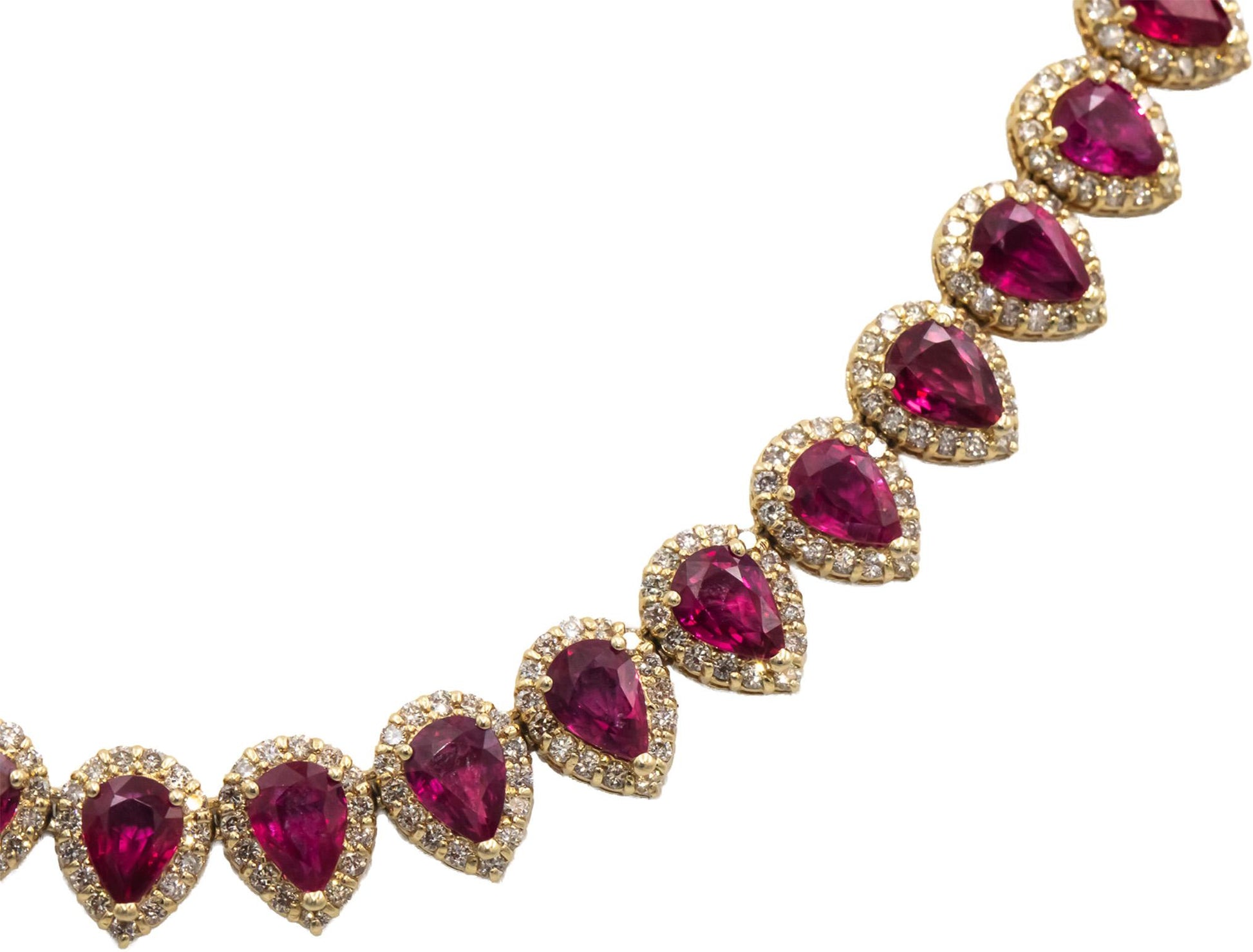 LE VIAN 14k Yellow Gold Jewelry Diamond & Pink Sapphire Formal Necklace 27.0CT