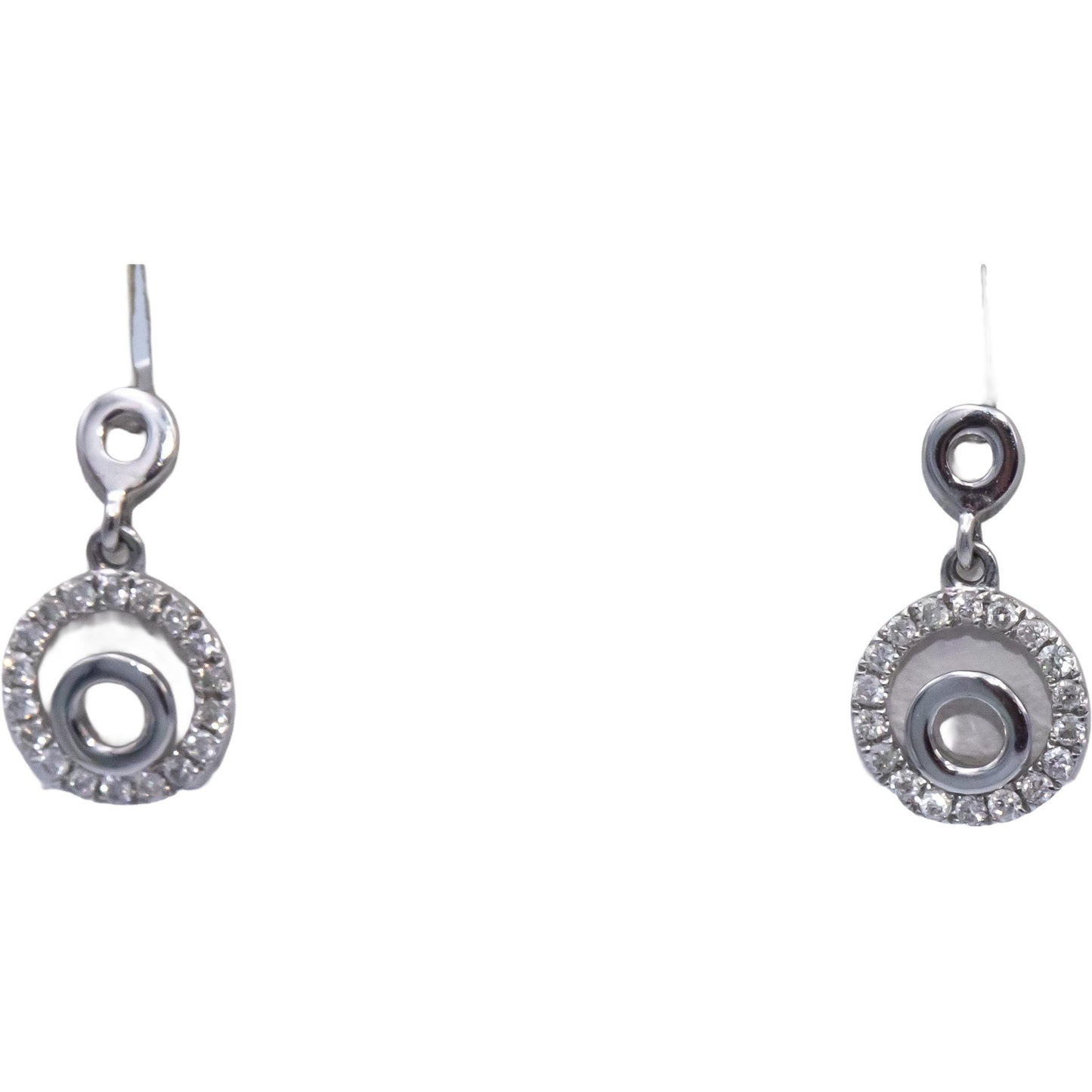 14k White Gold Round Cut Diamond Drop Dangle Earrings 0.20CT