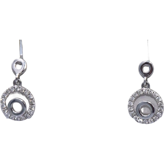 14k White Gold Round Cut Diamond Drop Dangle Earrings 0.20CT