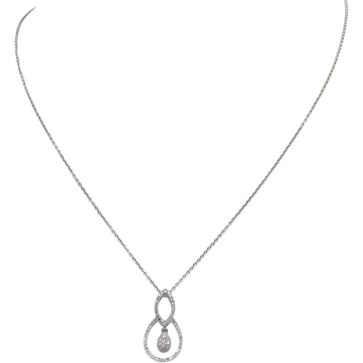 14k White Gold Round Diamond Pendant Necklace Chain 0.25CT