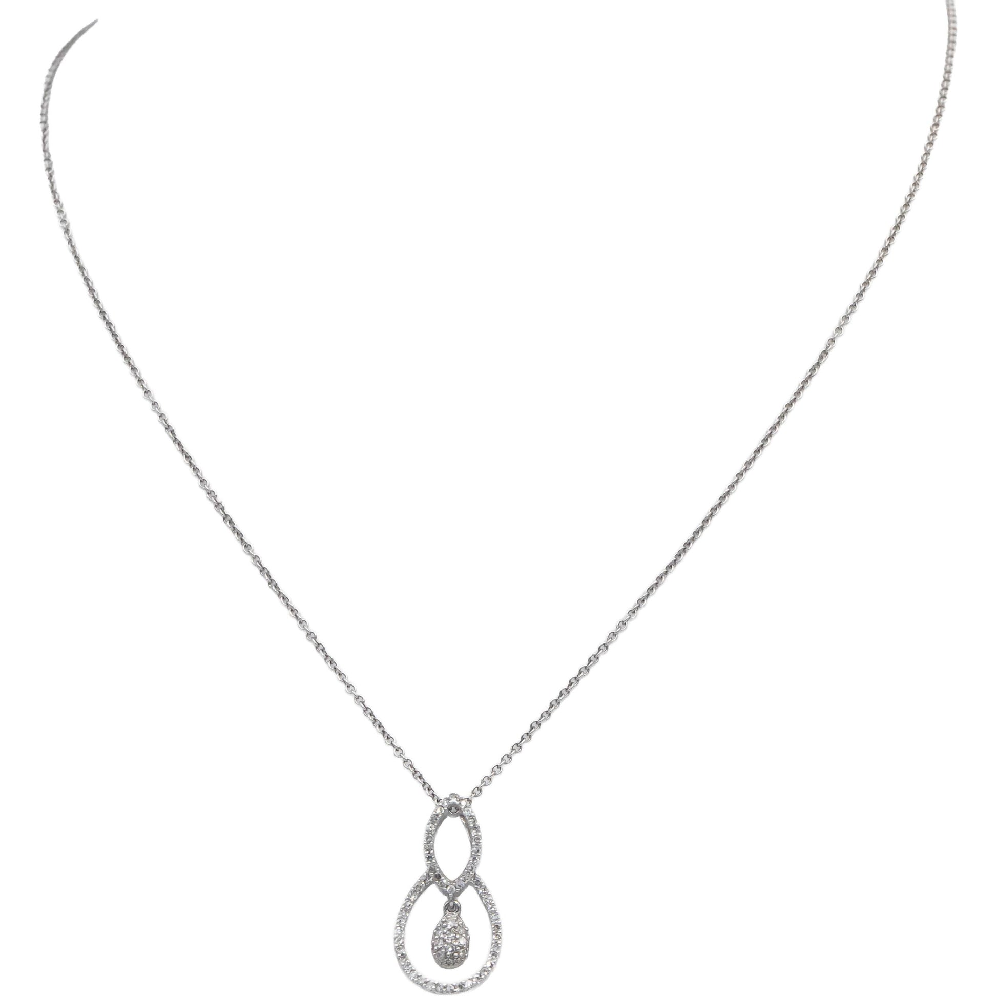 14k White Gold Round Diamond Pendant Necklace Chain 0.25CT